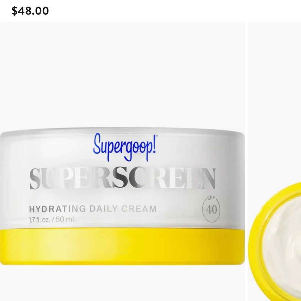 Supergoop! Superscreen Hydrating Daily Cream SPF 40 - White and Yellow Packaging
